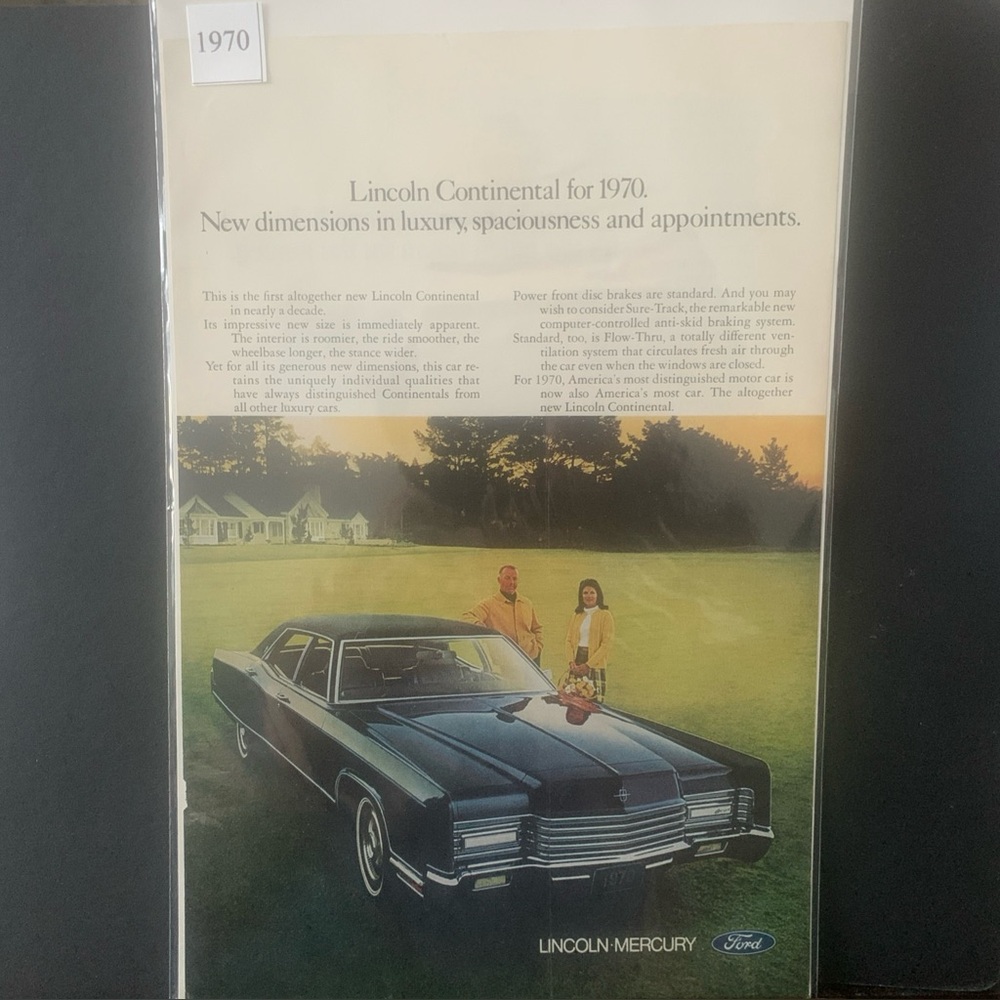 Vintage 1970 Lincoln Continental New Dimensions Ad Advertisement